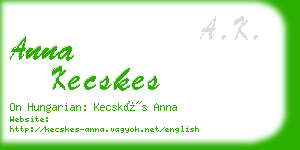 anna kecskes business card
